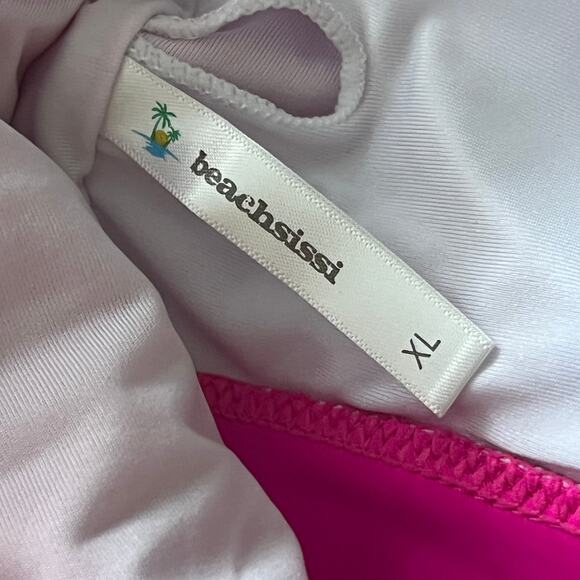 Women’s tankini swim bathing suit Sz X-Large Barbie pink floral removable cups - Picture 3 of 4